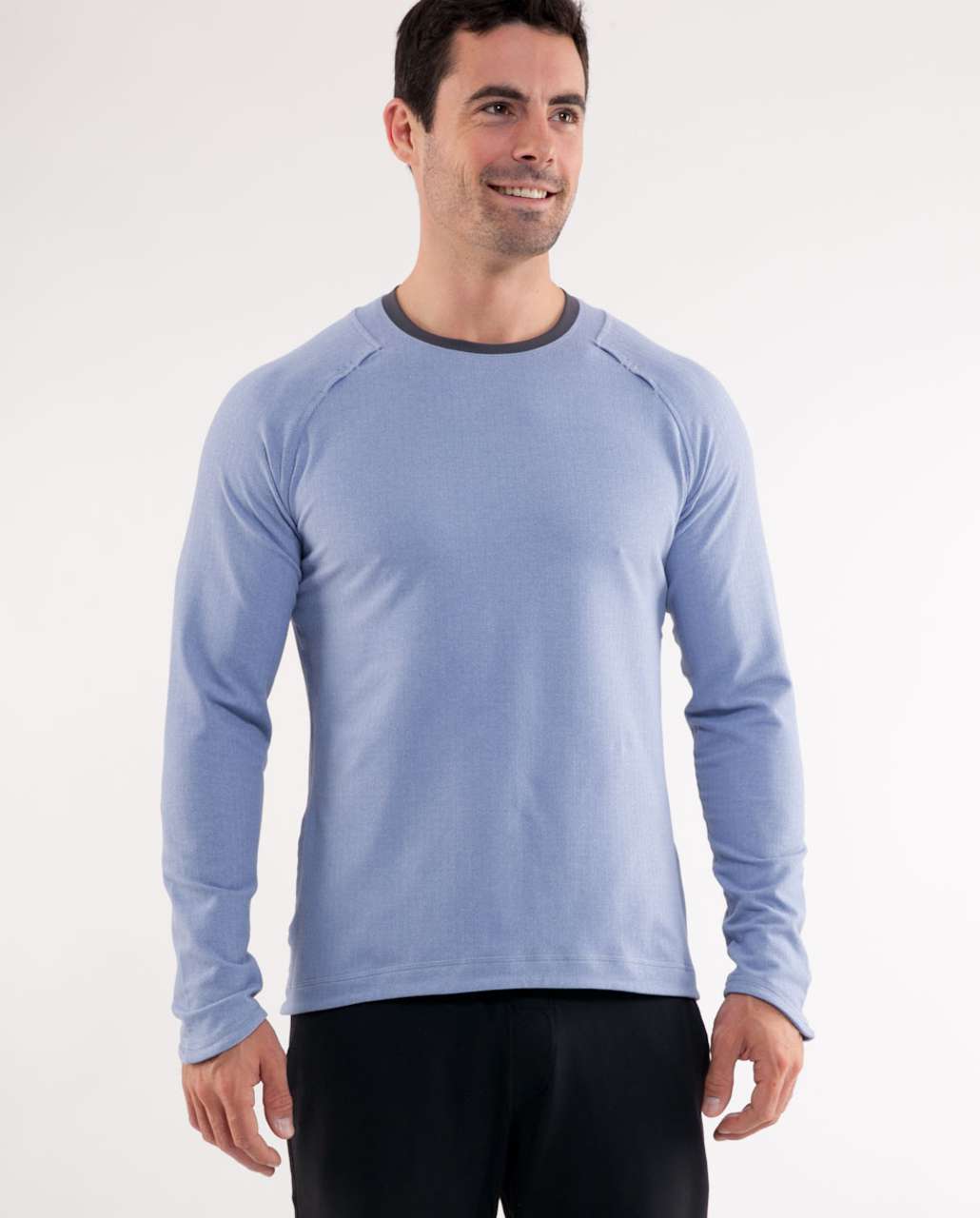 Lululemon Pacific Run Long Sleeve - Tempest Blue Herringbone