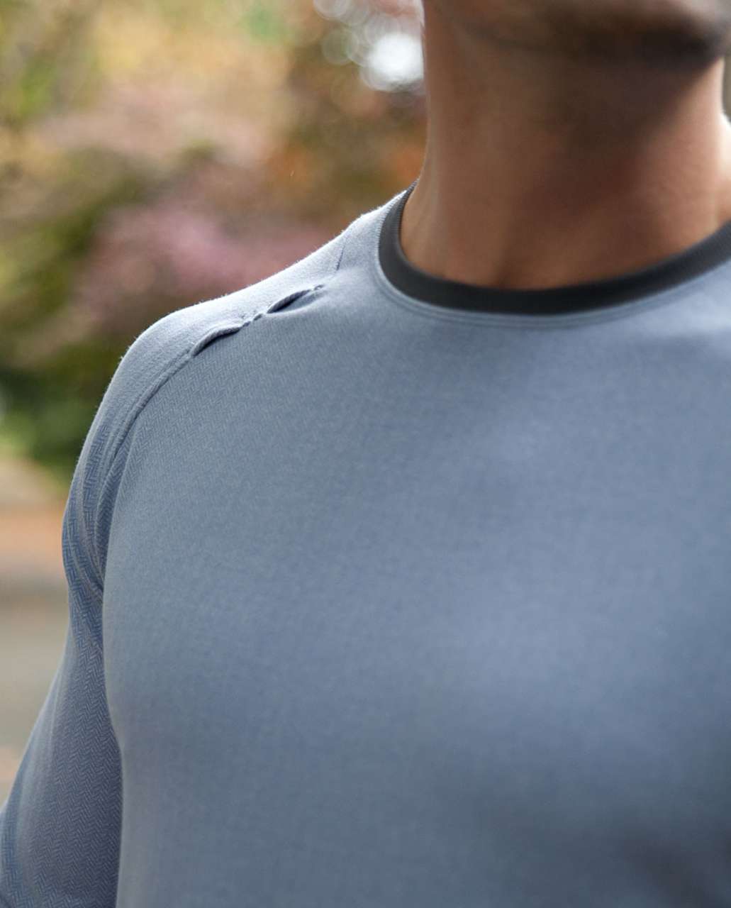 Lululemon Pacific Run Long Sleeve - Tempest Blue Herringbone