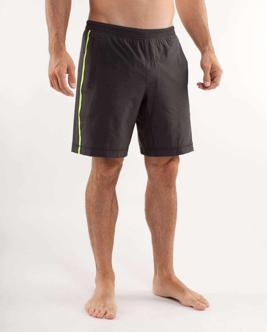 Lululemon Run:  Response Short - Soot Black Houndstooth / Lime Light