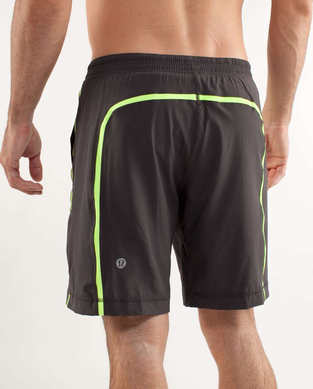 Lululemon Run:  Response Short - Soot Black Houndstooth / Lime Light