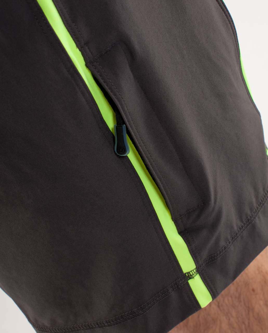 Lululemon Run:  Response Short - Soot Black Houndstooth / Lime Light