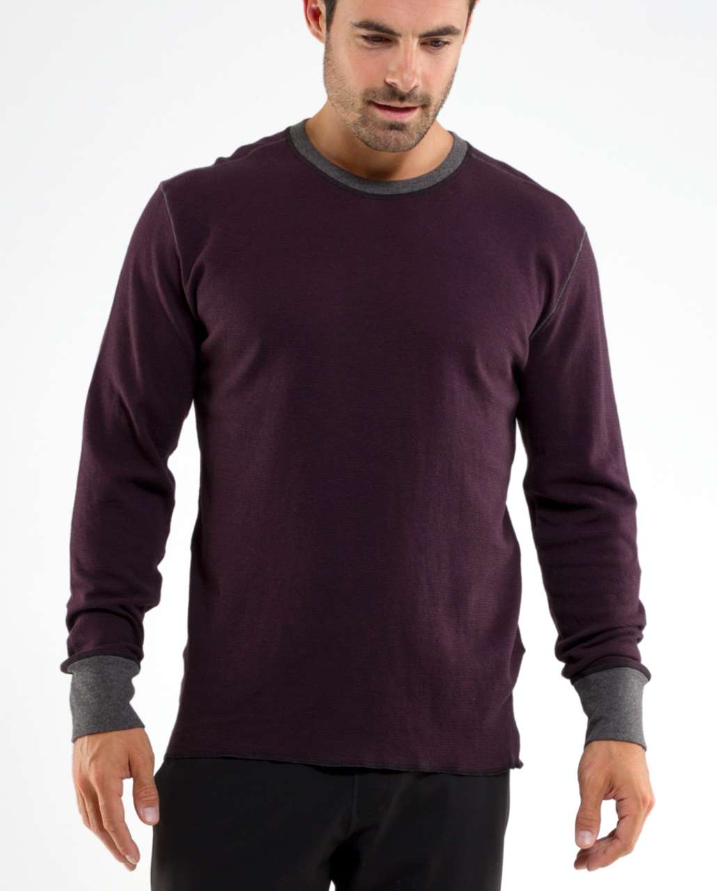 Lululemon Binary Crew - Black Plum Mircrostripe / Heathered Dark Slate