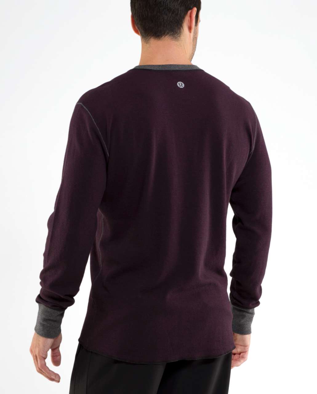 Lululemon Binary Crew - Black Plum Mircrostripe / Heathered Dark Slate