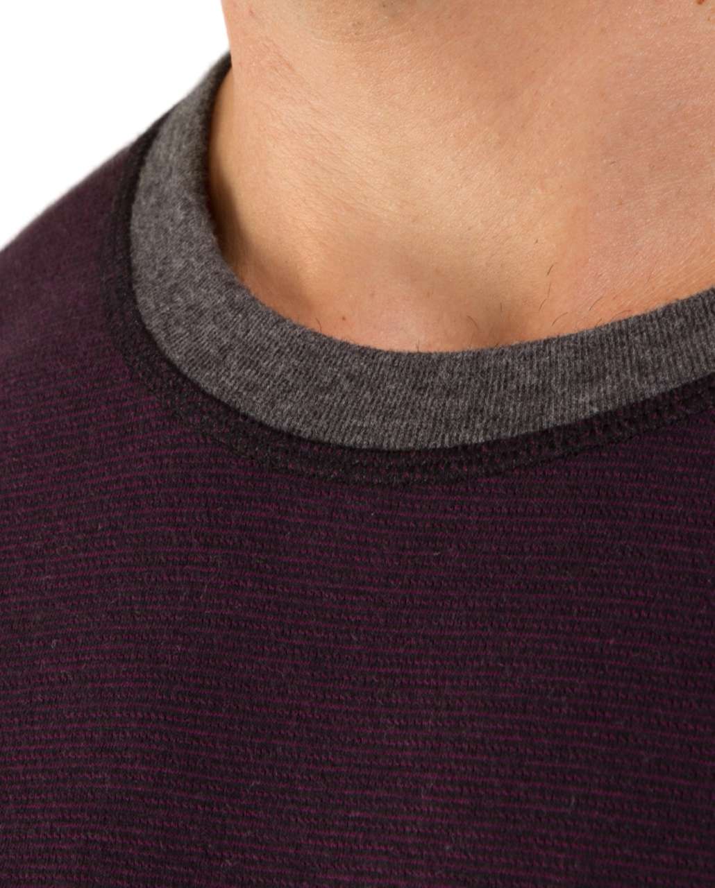 Lululemon Binary Crew - Black Plum Mircrostripe / Heathered Dark Slate