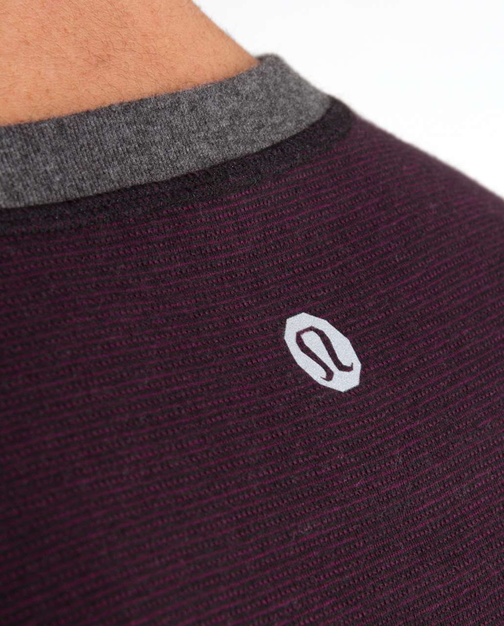 Lululemon Binary Crew - Black Plum Mircrostripe / Heathered Dark Slate