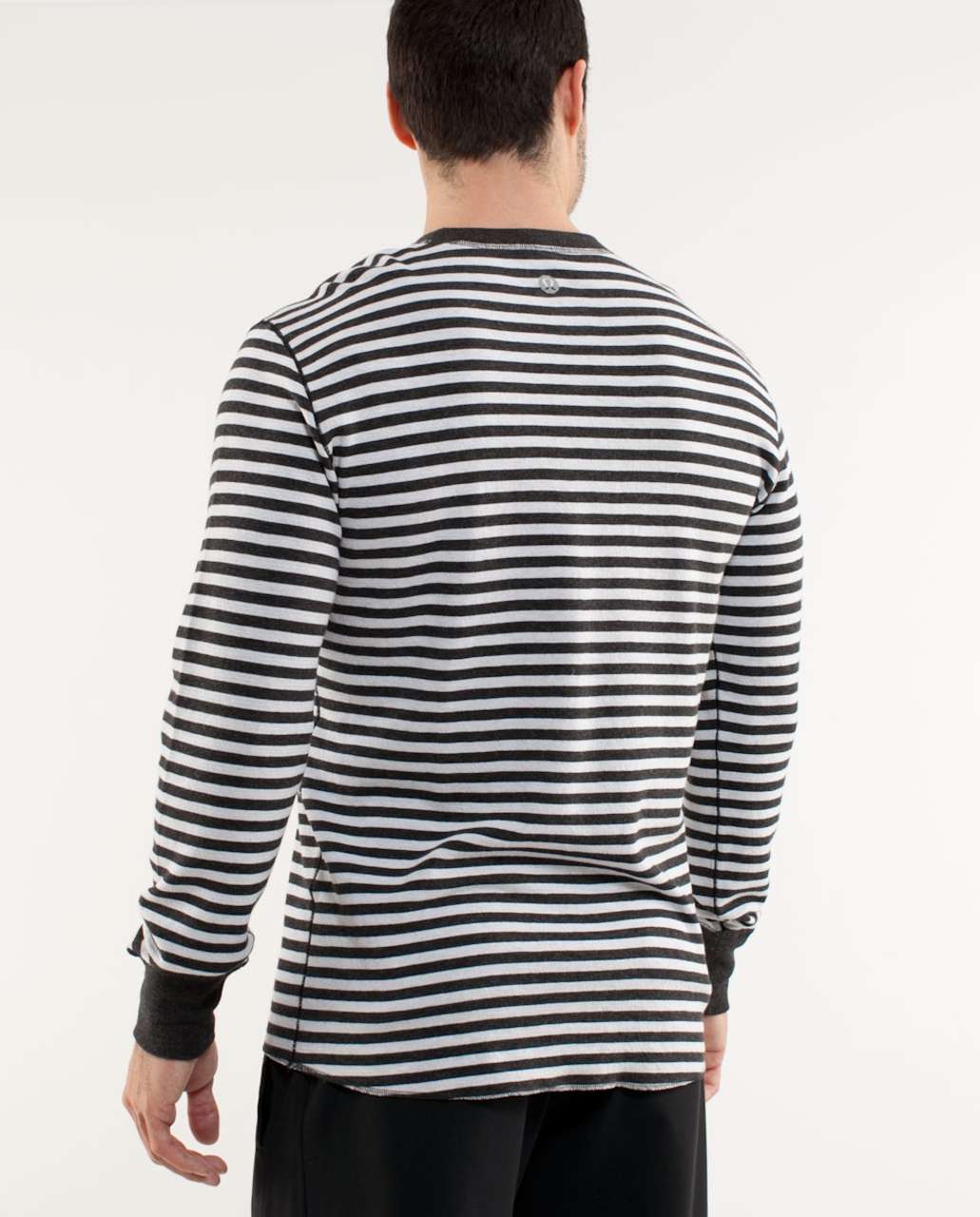 Lululemon Binary Crew - White Heathered Black Super Wide Load Stripe / Heathered Black (First Release)