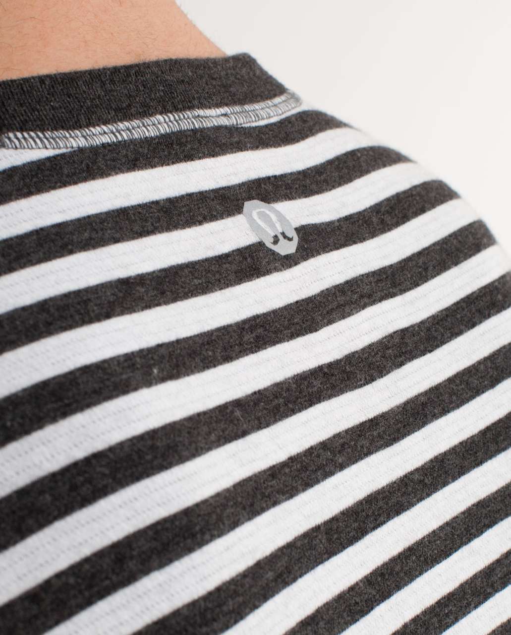 Lululemon Binary Crew - White Heathered Black Super Wide Load Stripe / Heathered Black (First Release)