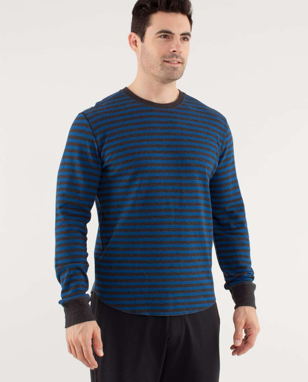 Lululemon Binary Crew - Rugged Blue Heathered Black Super Wide Load Stripe /  Heathered Tempest Blue