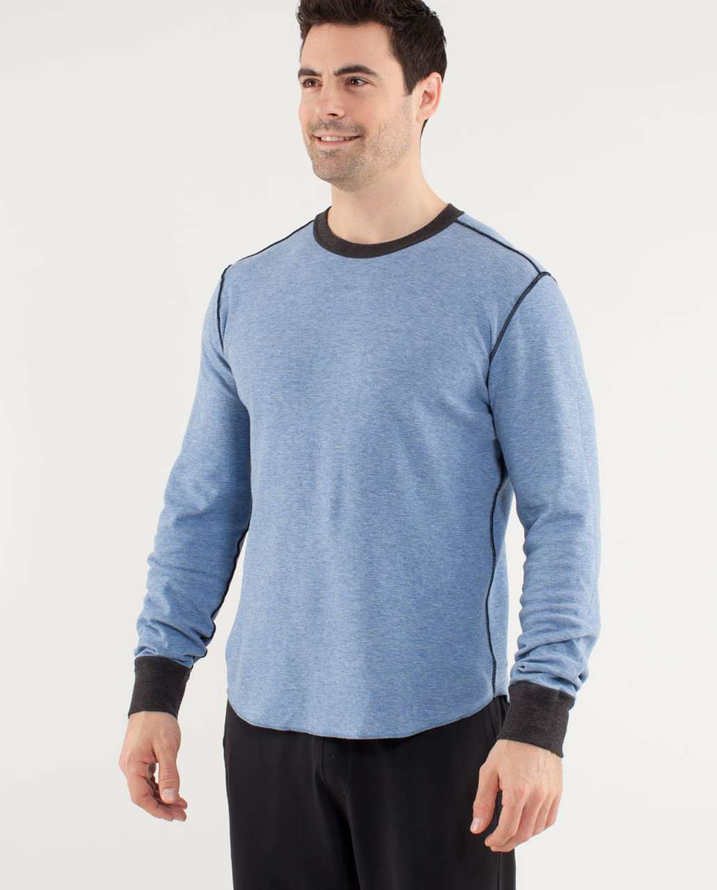 Lululemon Binary Crew - Rugged Blue Heathered Black Super Wide Load Stripe /  Heathered Tempest Blue