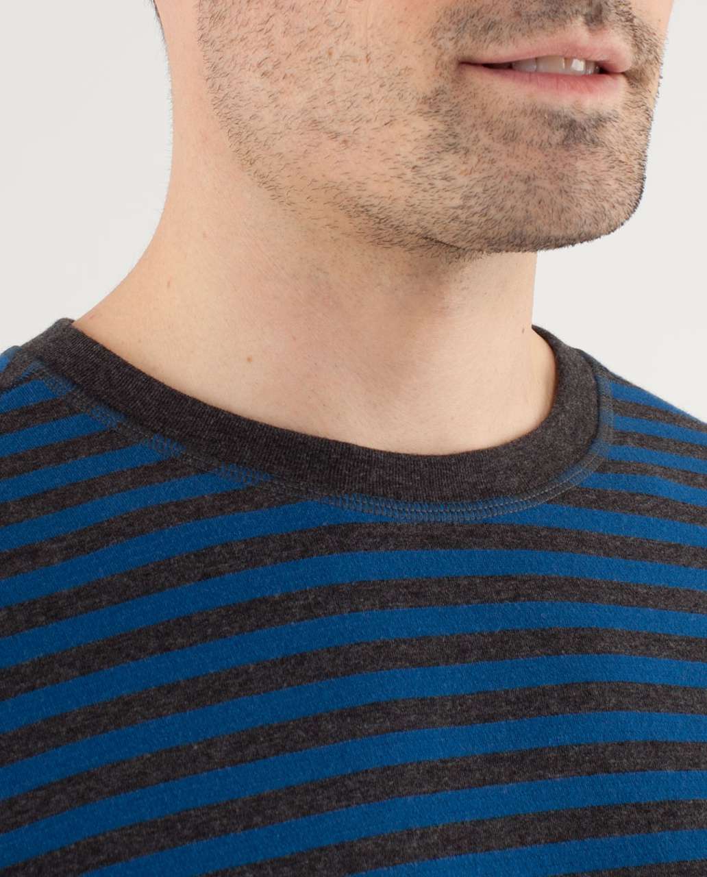 Lululemon Binary Crew - Rugged Blue Heathered Black Super Wide Load Stripe /  Heathered Tempest Blue