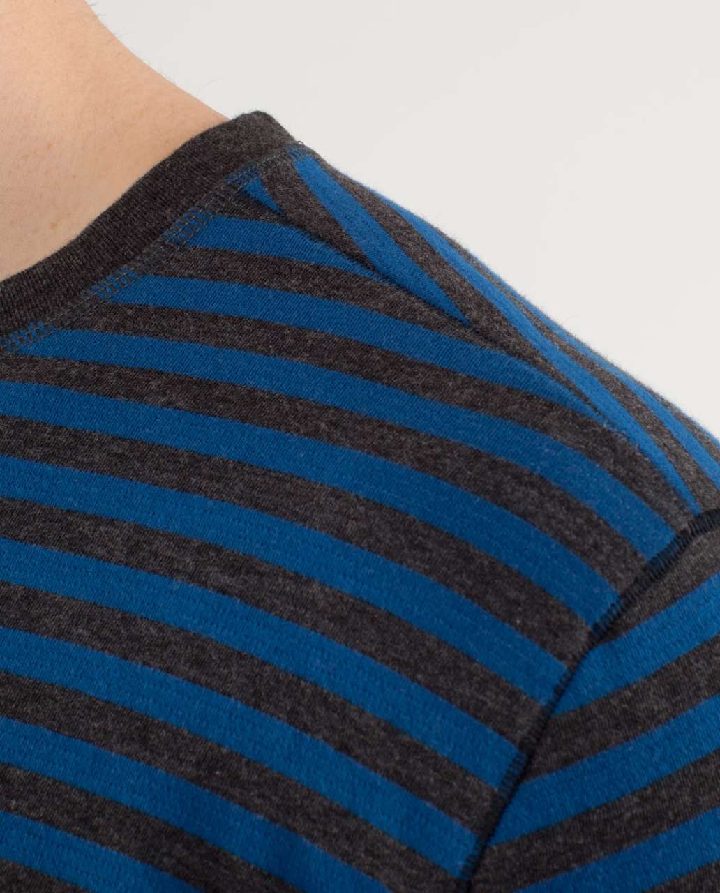 Lululemon Binary Crew - Rugged Blue Heathered Black Super Wide Load Stripe /  Heathered Tempest Blue