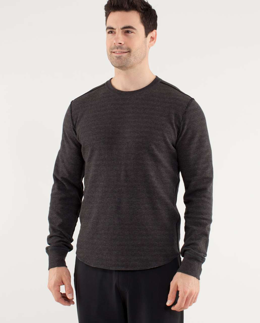 Lululemon Binary Crew - White Heathered Black Super Wide Load Stripe / Heathered Black