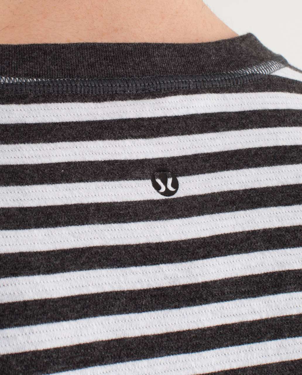 Lululemon Binary Crew - White Heathered Black Super Wide Load Stripe / Heathered Black