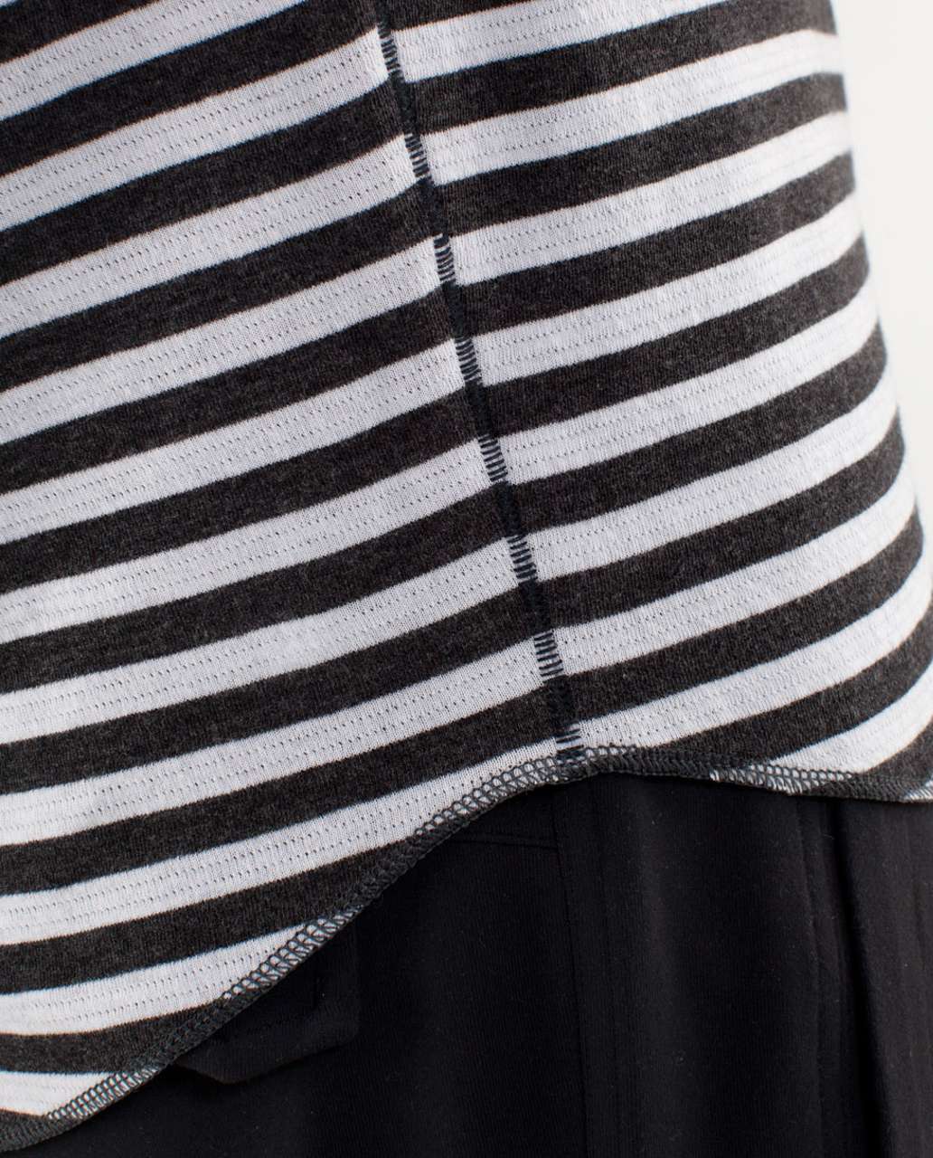 Lululemon Binary Crew - White Heathered Black Super Wide Load Stripe / Heathered Black