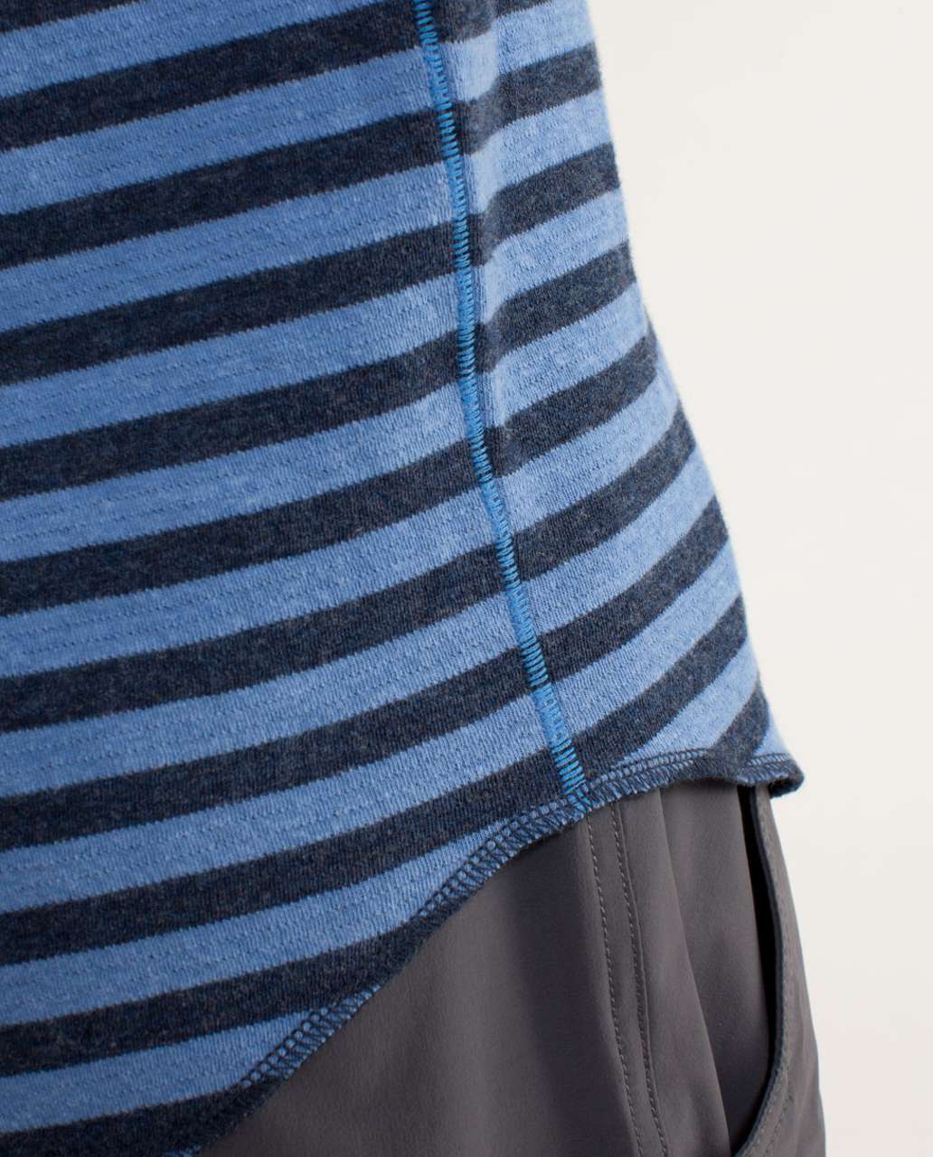 Lululemon Binary Crew - Super Wide Load Stripe - Heathered Black Iris Blue / Heathered Lakemont Blue (reverse To Heather