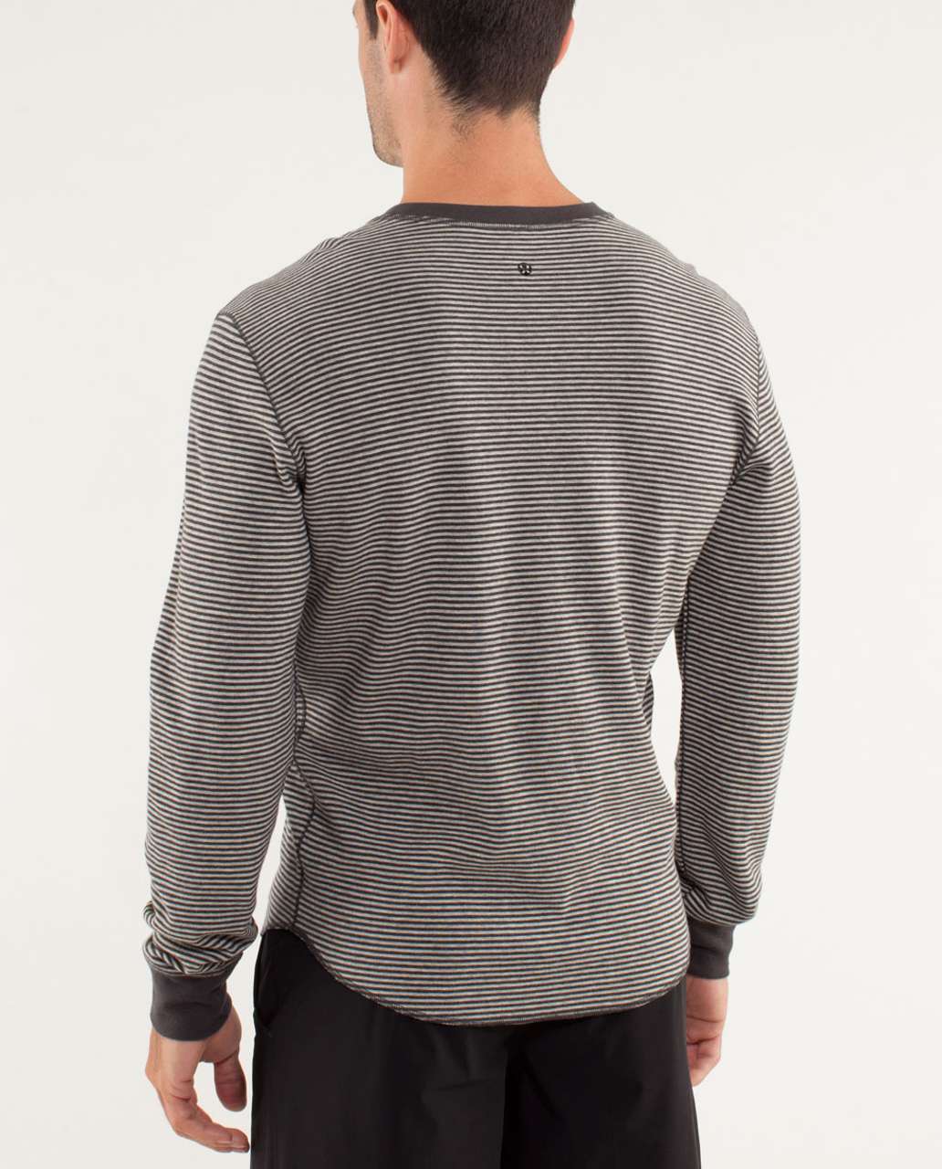 Lululemon Binary Crew - Classic Stripe / Heathered Mojave Tan / Heathered Soot (reverses To Heathered Soot)