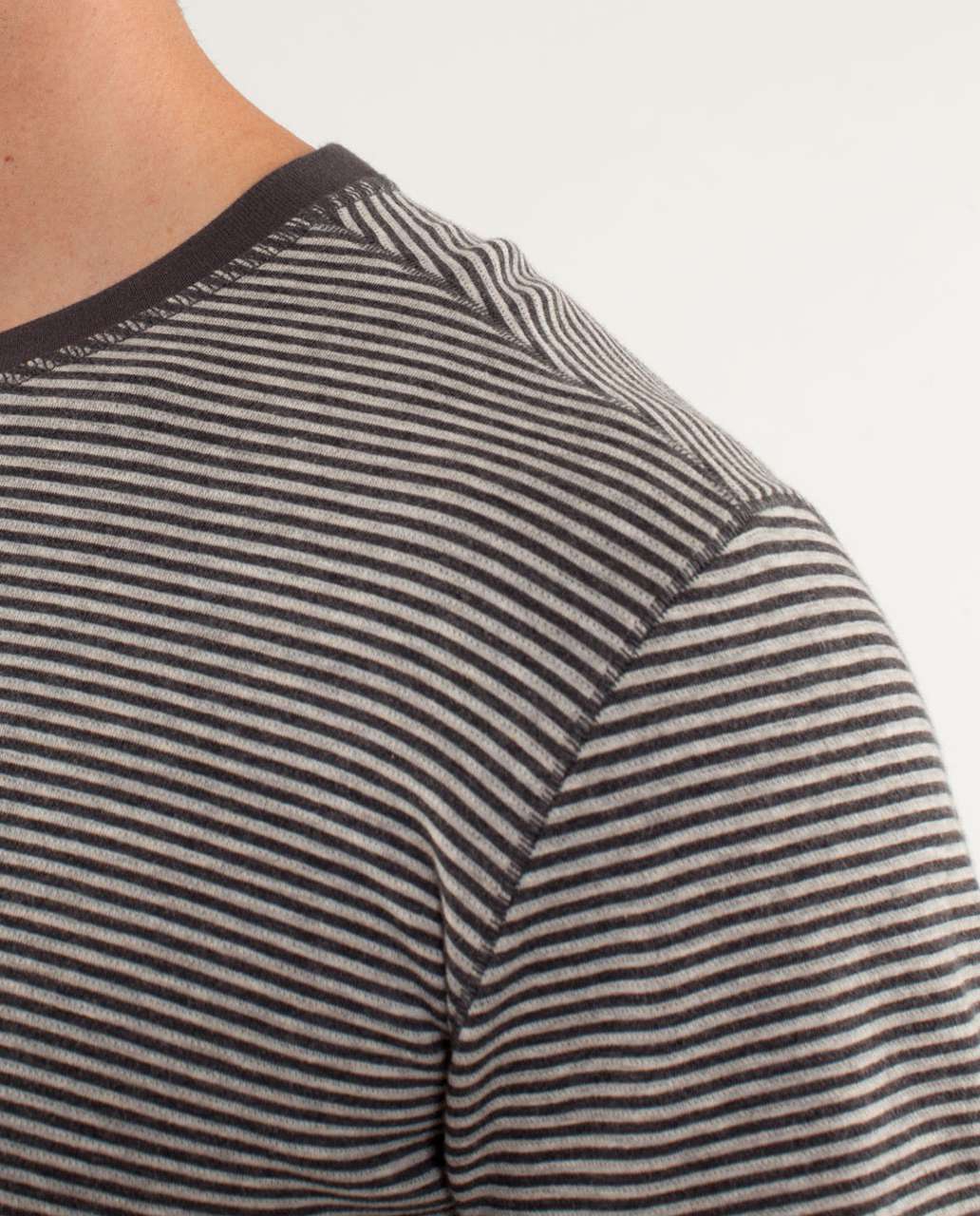 Lululemon Binary Crew - Classic Stripe / Heathered Mojave Tan / Heathered Soot (reverses To Heathered Soot)