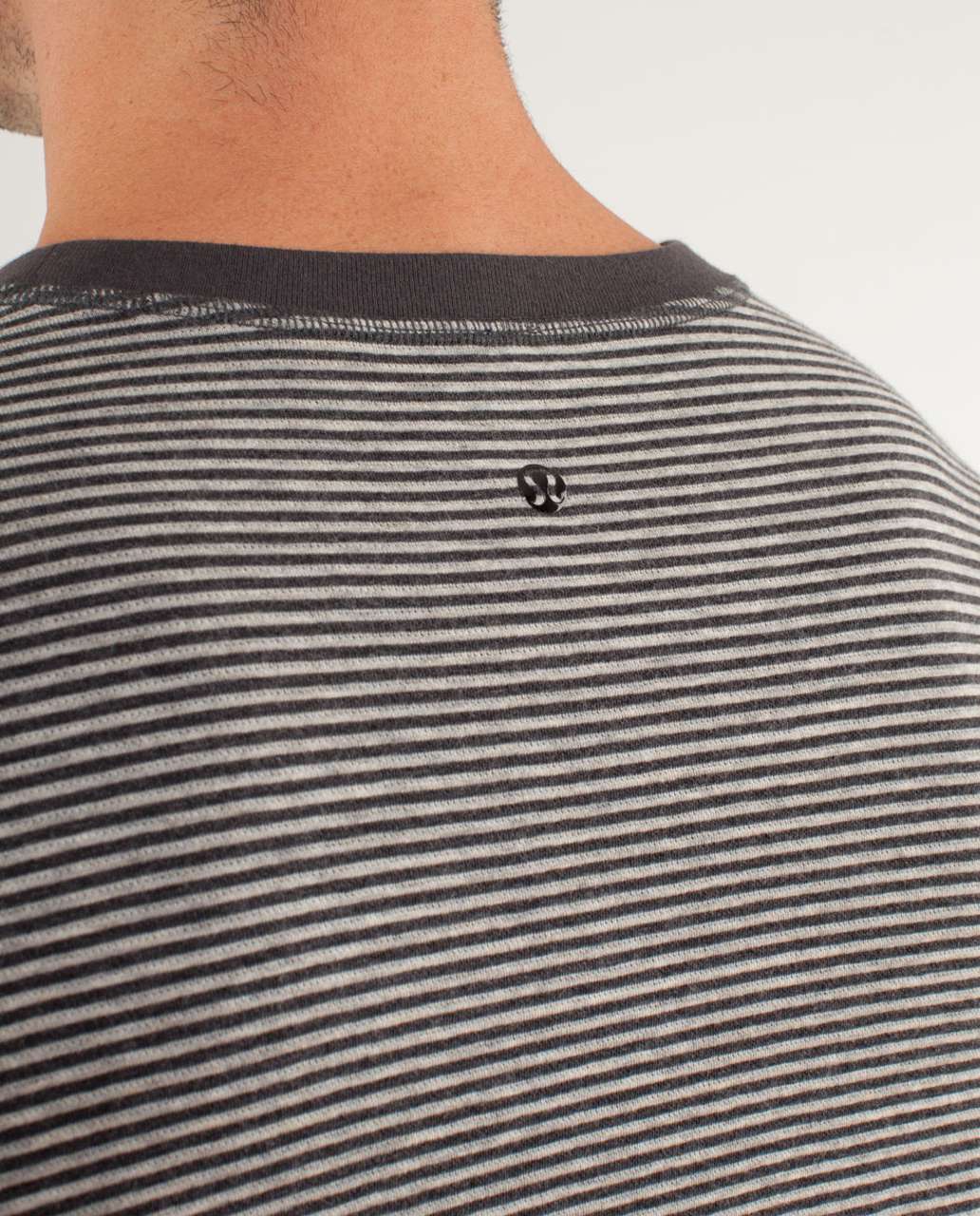 Lululemon Binary Crew - Classic Stripe / Heathered Mojave Tan / Heathered Soot (reverses To Heathered Soot)