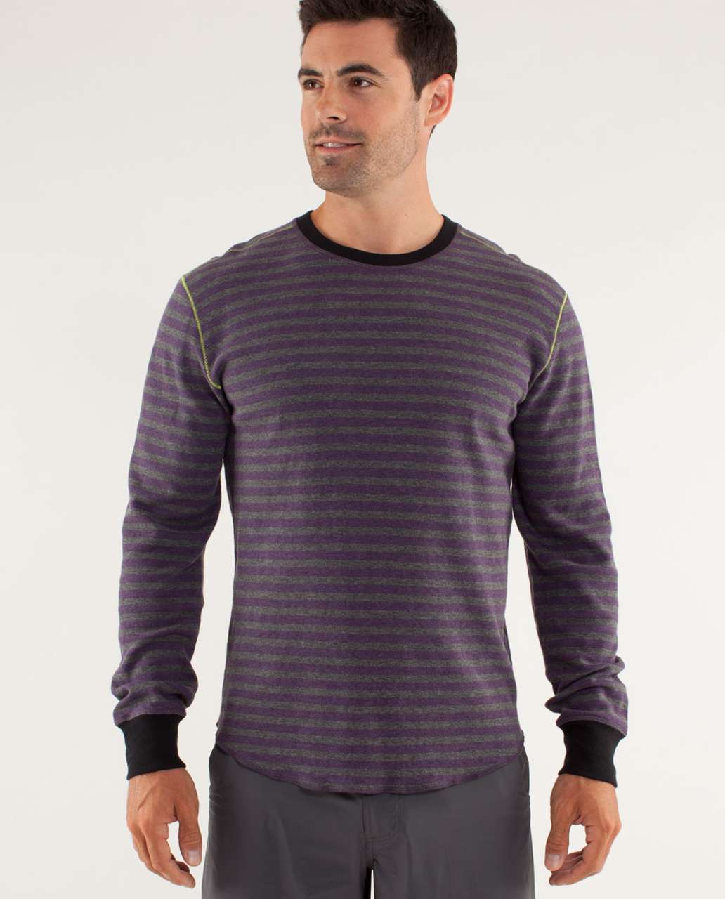 Lululemon Binary Crew - Super Wide Load Stripe Heathered Dark Slate / Heathered Black Swan