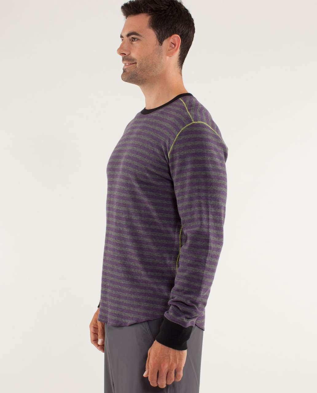 Lululemon Binary Crew - Super Wide Load Stripe Heathered Dark Slate / Heathered Black Swan