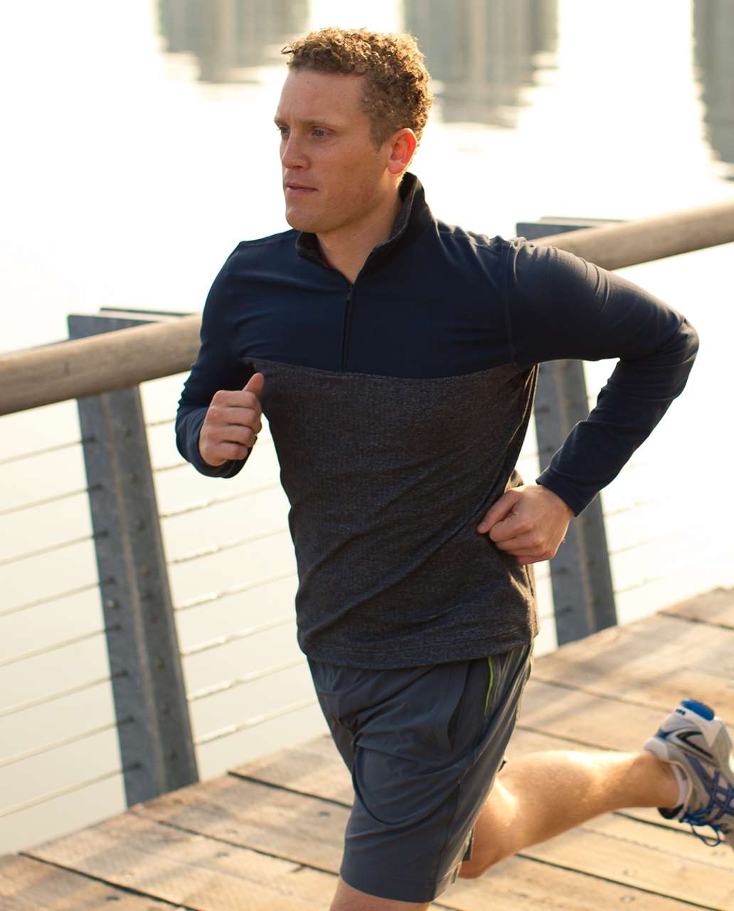 Lululemon Sprint Zip - Black Iris Blue / Heathered Black