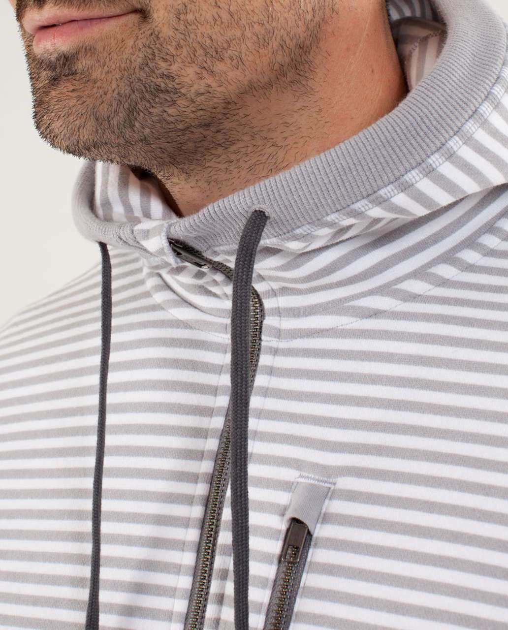 Lululemon Sequence Hoodie - Classic Stripe Printed White Silver Slate