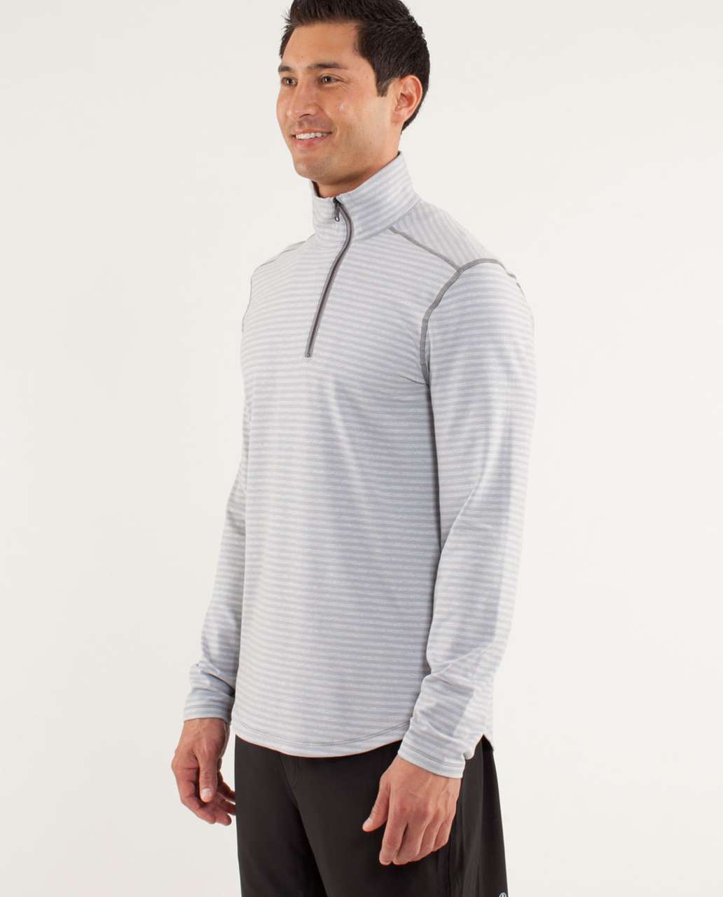 Lululemon Studio 1/2 Zip - Classic Stripe Heathered Silver Slate / Silver Slate