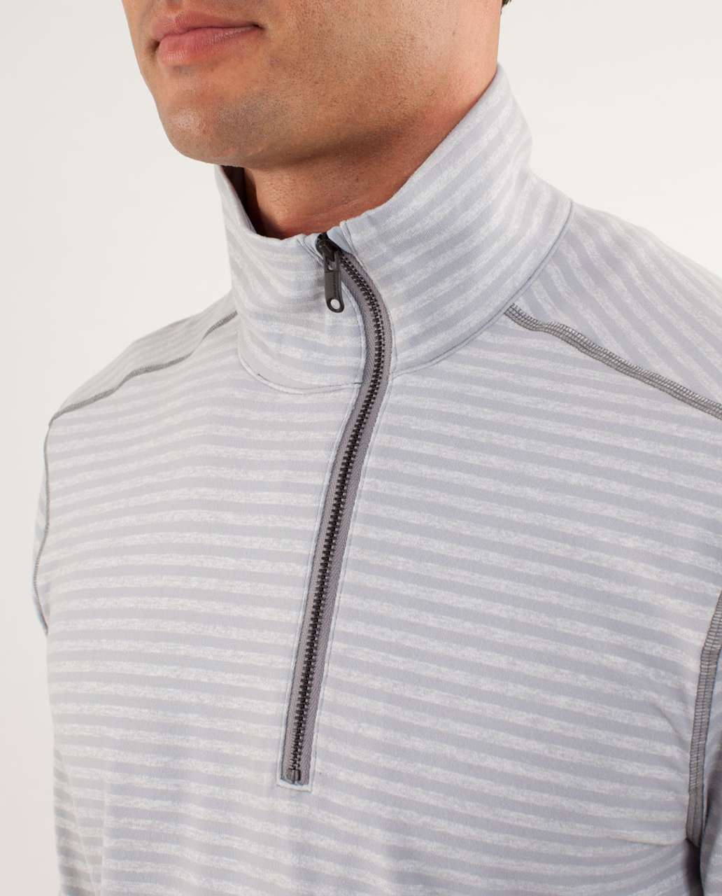 Lululemon Studio 1/2 Zip - Classic Stripe Heathered Silver Slate / Silver Slate