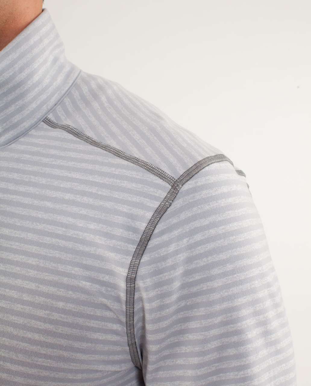 Lululemon Studio 1/2 Zip - Classic Stripe Heathered Silver Slate / Silver Slate