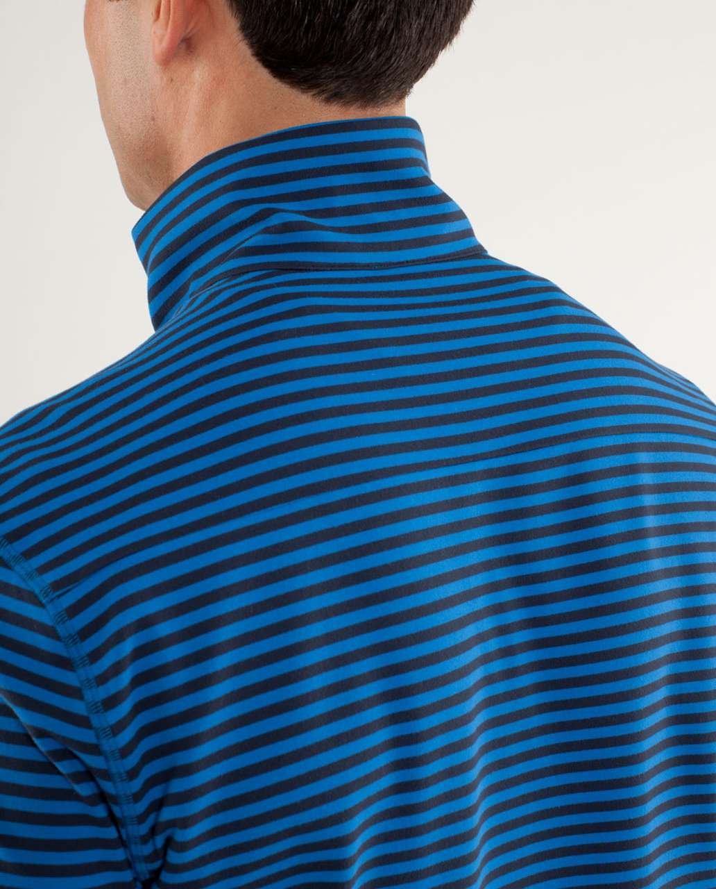 Lululemon Studio 1/2 Zip - Classic Stripe Deep Blue Black / Iris Blue