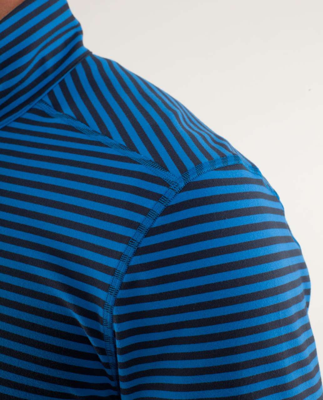 Lululemon Studio 1/2 Zip - Classic Stripe Deep Blue Black / Iris Blue