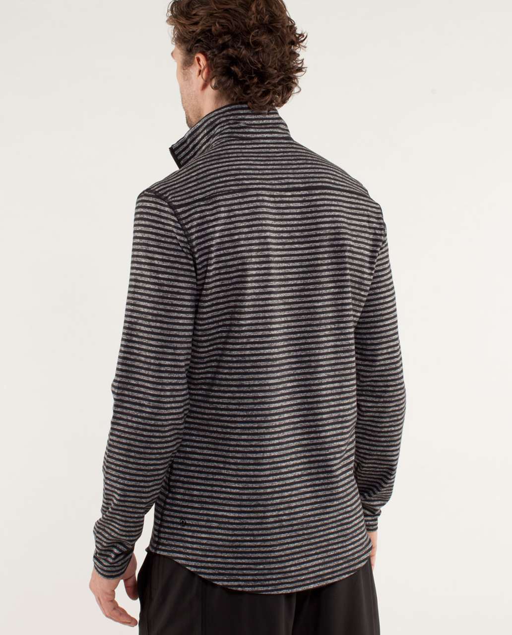 Lululemon Studio 1/2 Zip - Classic Stripe Heathered Black / Black