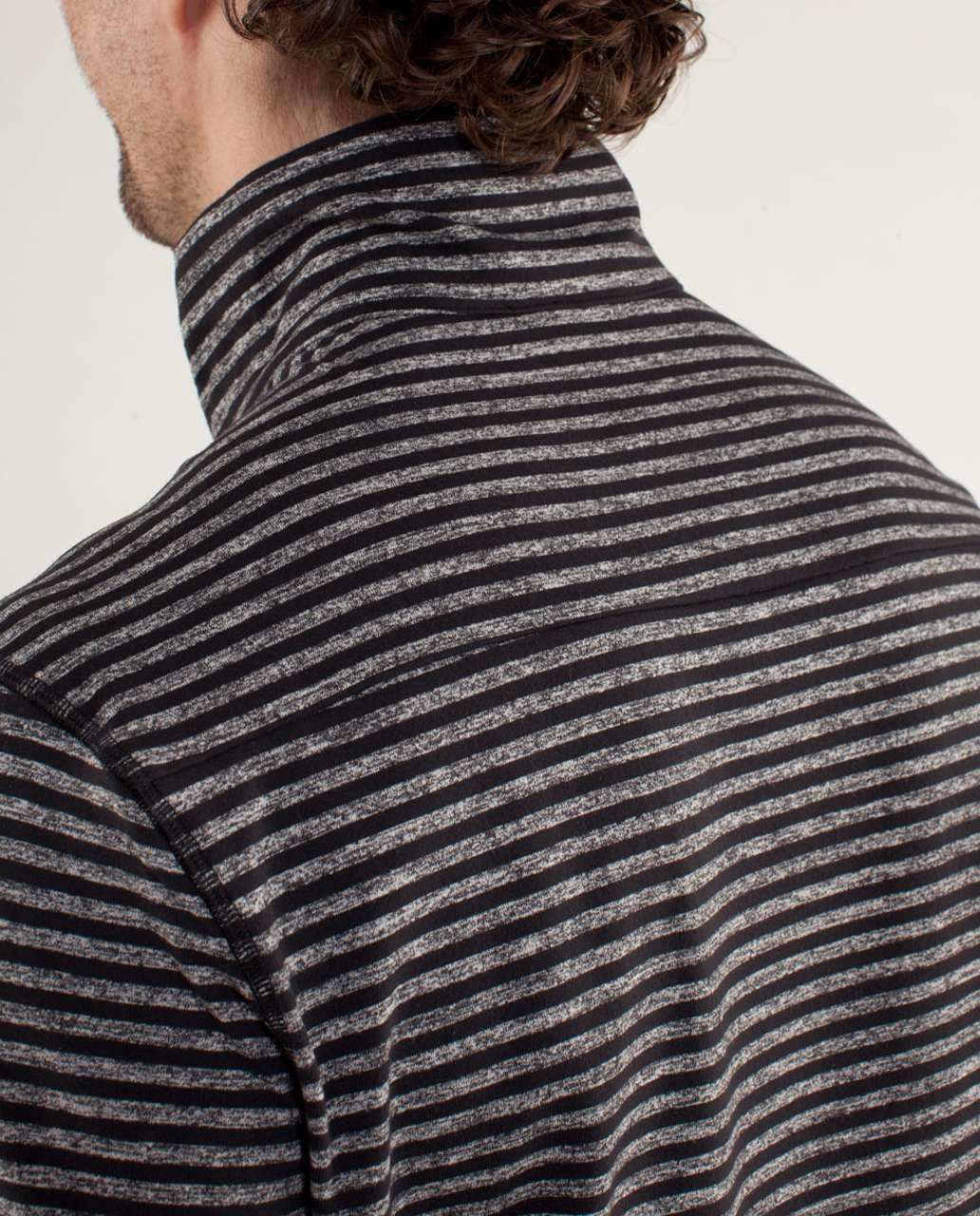 Lululemon Studio 1/2 Zip - Classic Stripe Heathered Black / Black