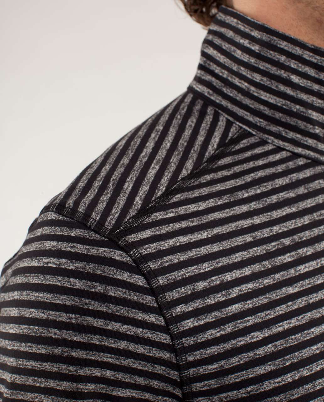 Lululemon Studio 1/2 Zip - Classic Stripe Heathered Black / Black