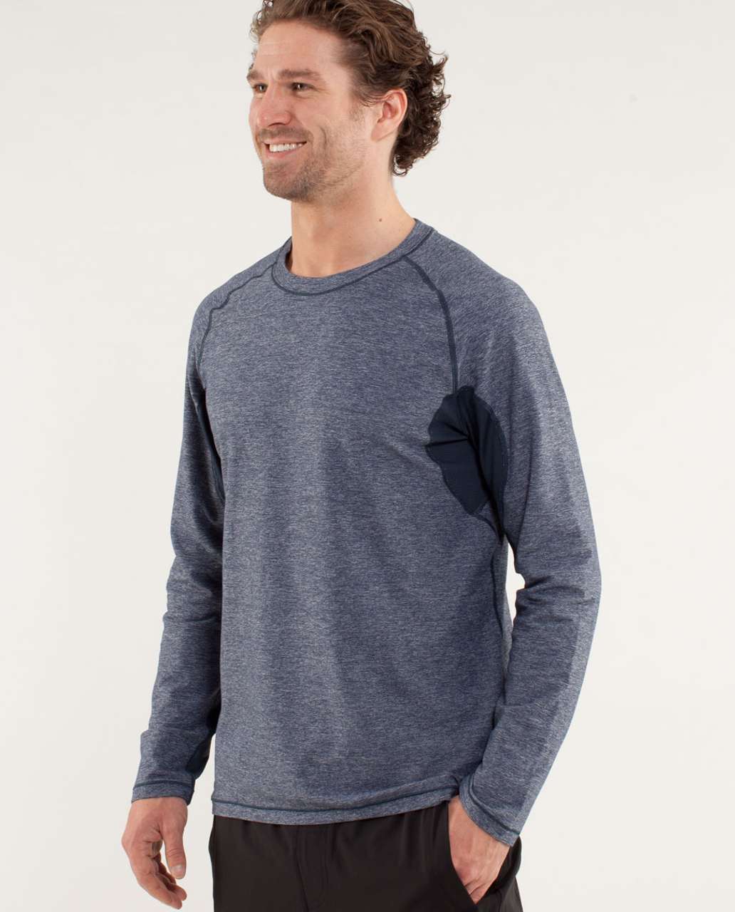 Lululemon Blaze Long Sleeve - Heathered Black Iris Blue