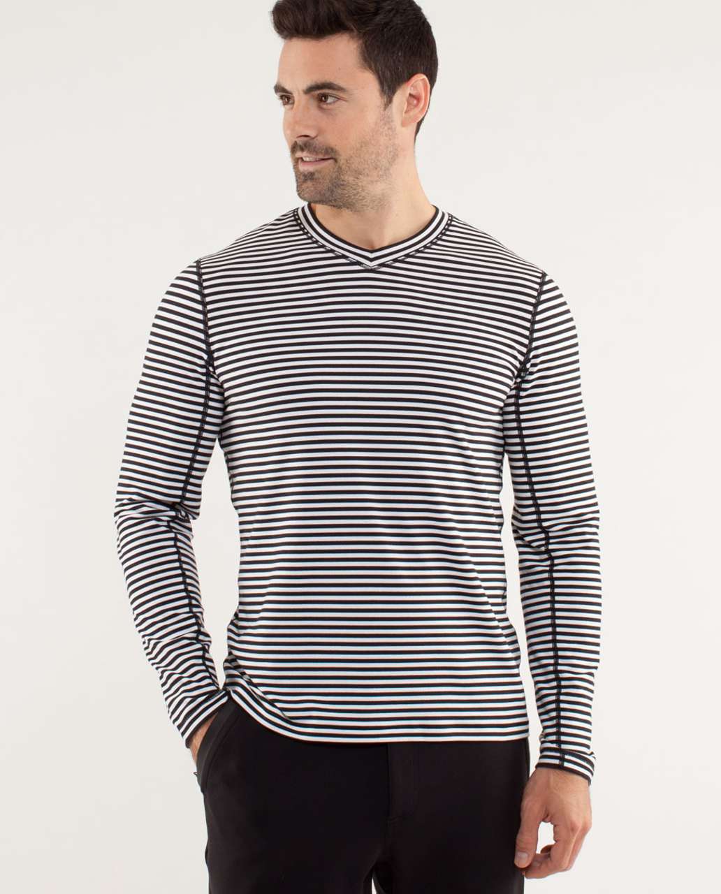 Lululemon Speed Long Sleeve - Classic Stripe Black White - lulu fanatics