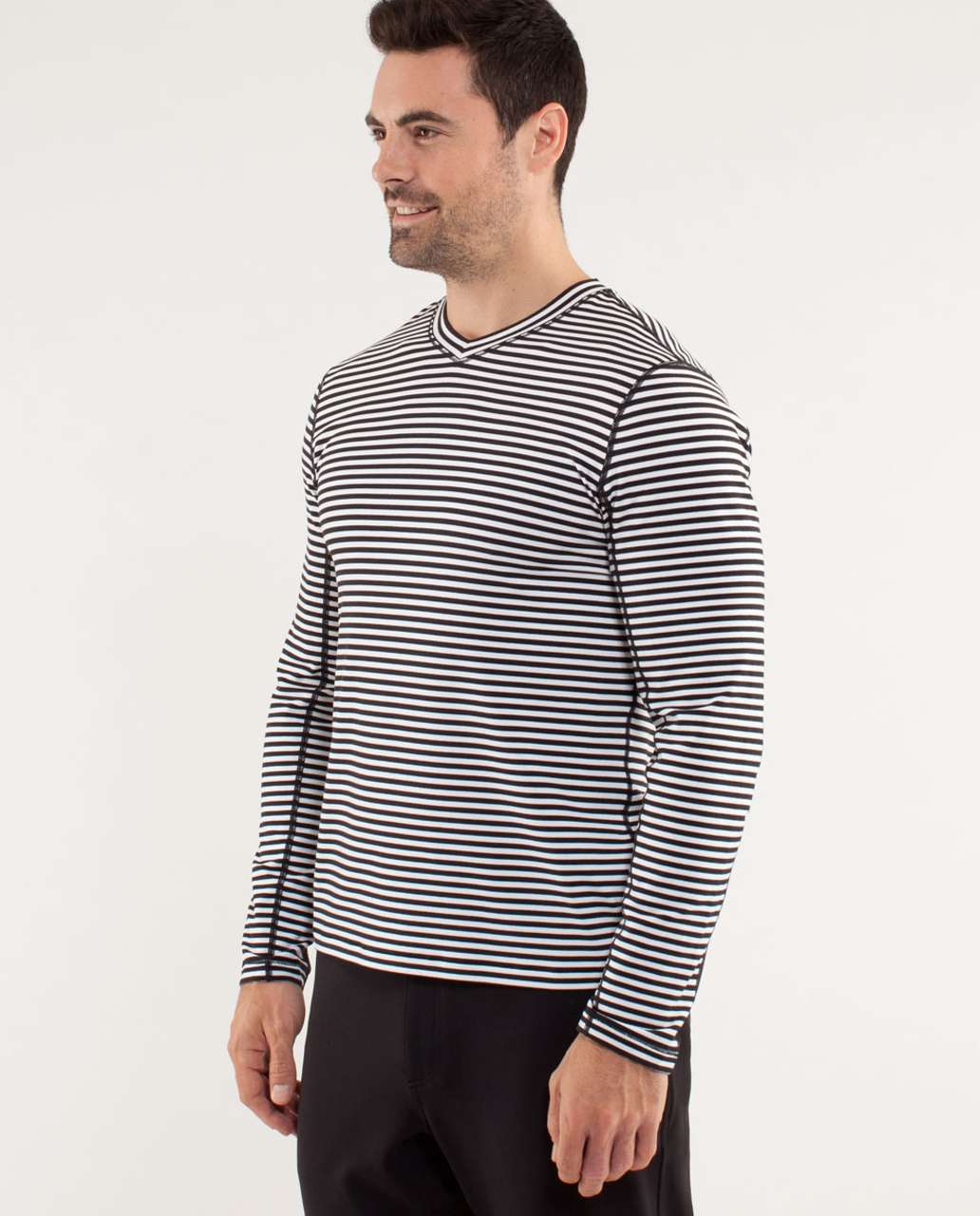 Lululemon Speed Long Sleeve - Classic Stripe Black White - lulu fanatics