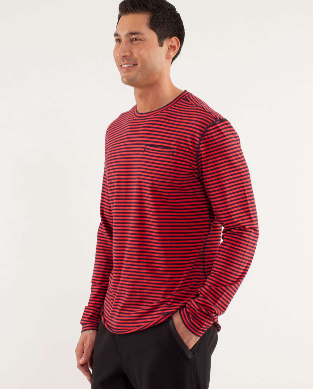 Lululemon 5 Year Basic Long Sleeve - Classic Stripe Black Swan Love Red