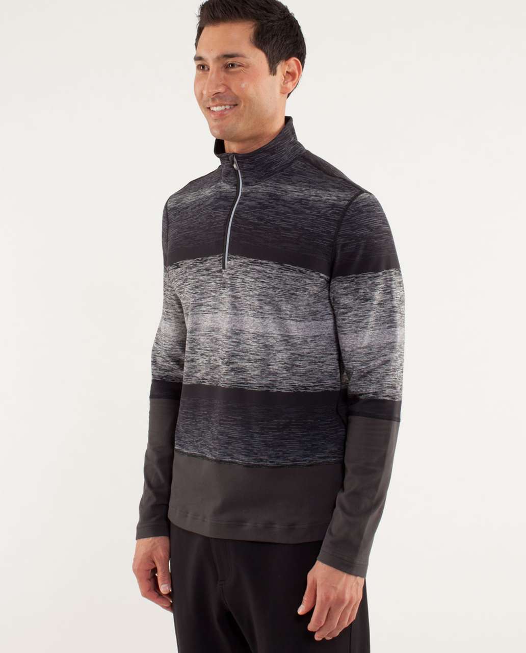 Lululemon Speed 1/2 Zip - Universal Stripe Black Soot / Light White / Soot