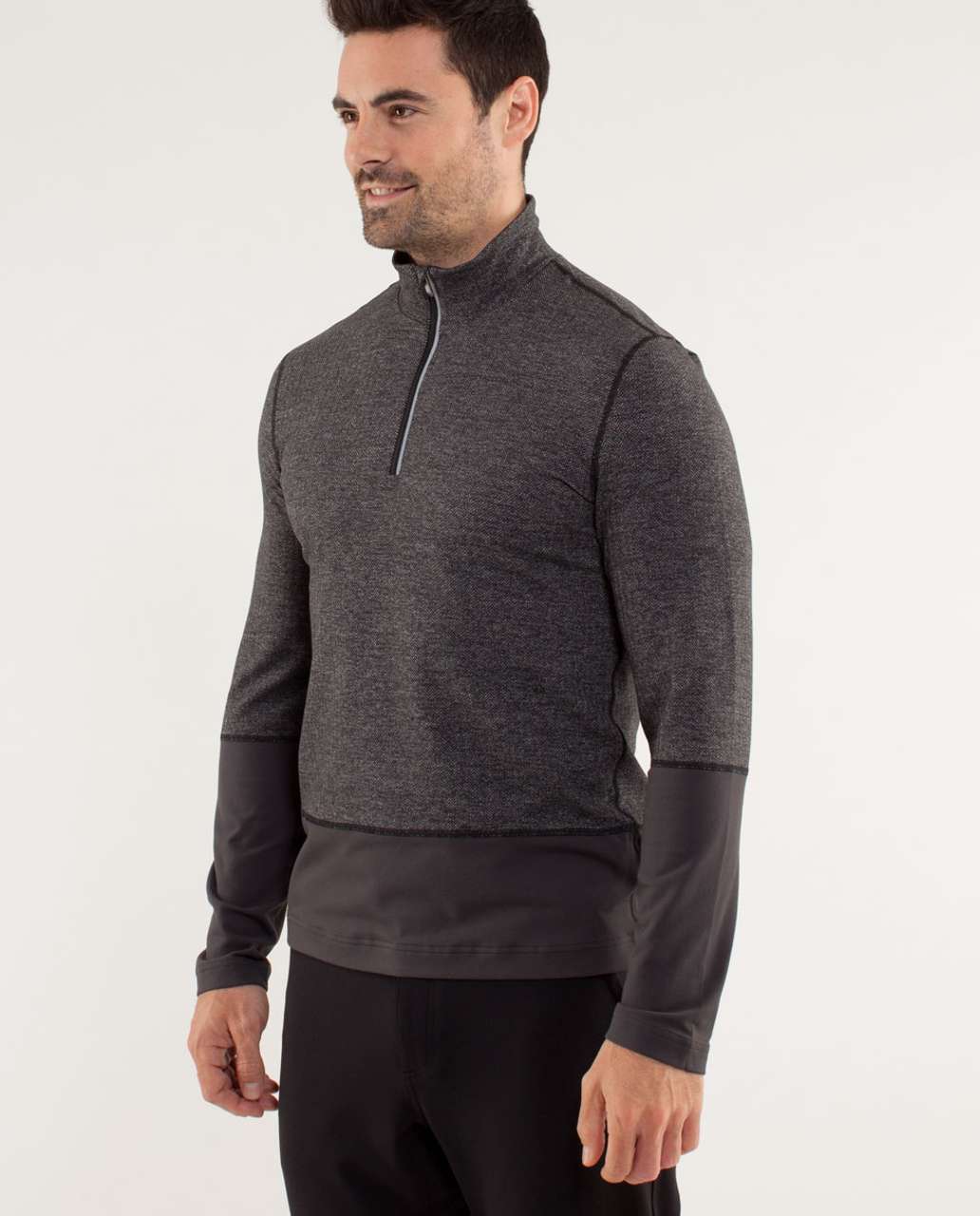 Lululemon Speed 1/2 Zip - Herringbone Black / Soot