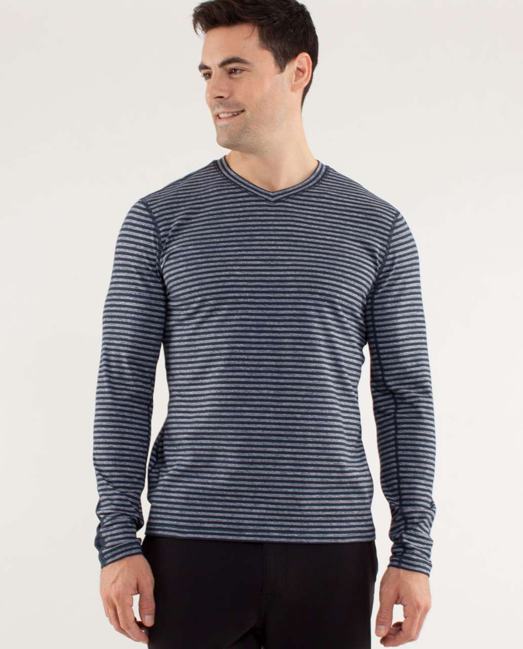 Lululemon Speed Long Sleeve - Classic Stripe Heathered Black Iris Blue / Black Iris Blue