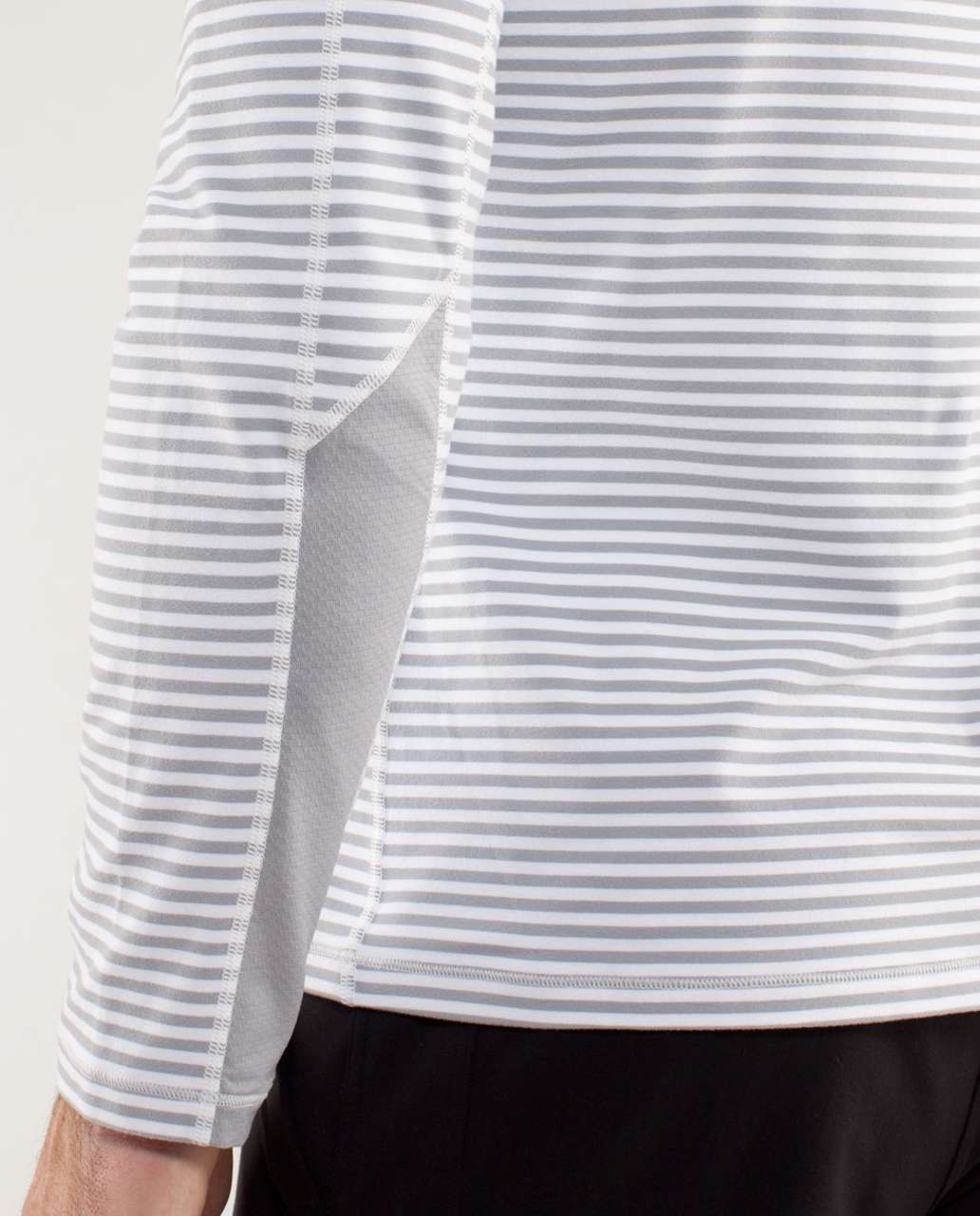 Lululemon Speed Long Sleeve - Classic Stripe White Silver Slate