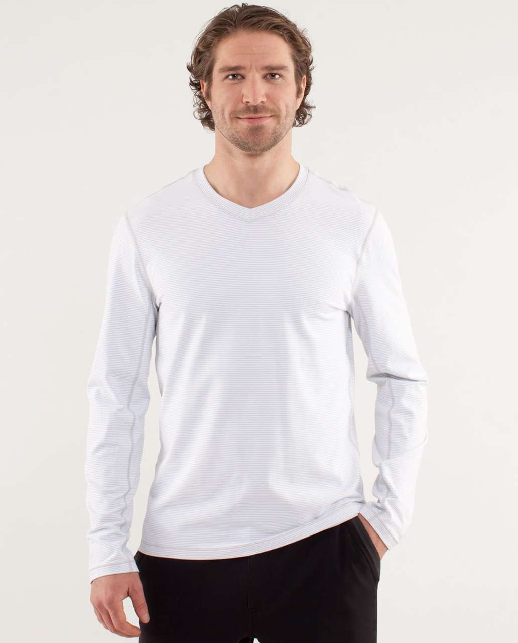 Lululemon Speed Long Sleeve - Smallish Stripe White / Smooth Silver ...