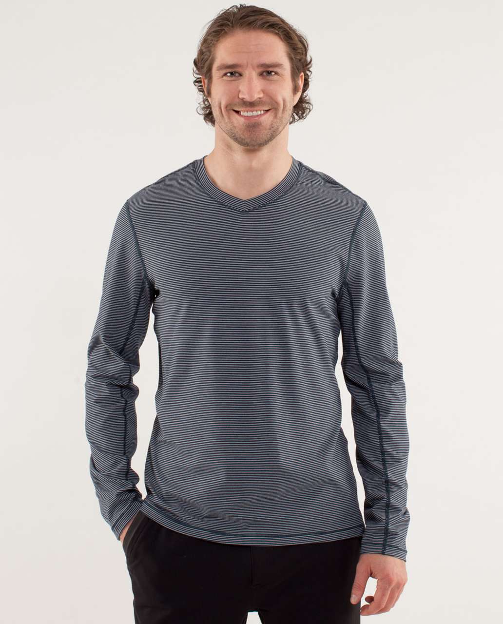 Lululemon Speed Long Sleeve - Smallish Stripe Black Iris Blue / Smooth  Silver - lulu fanatics