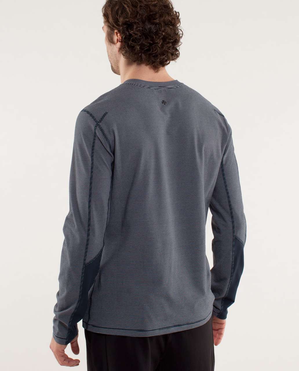 Lululemon Speed Long Sleeve - Smallish Stripe Black Iris Blue / Smooth Silver