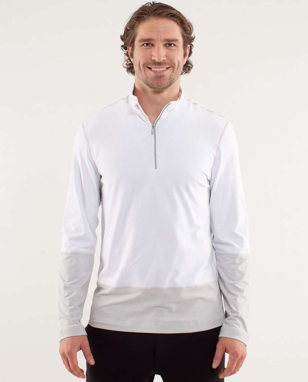 Lululemon Speed 1/2 Zip - Smallish Stripe White / Smooth Silver