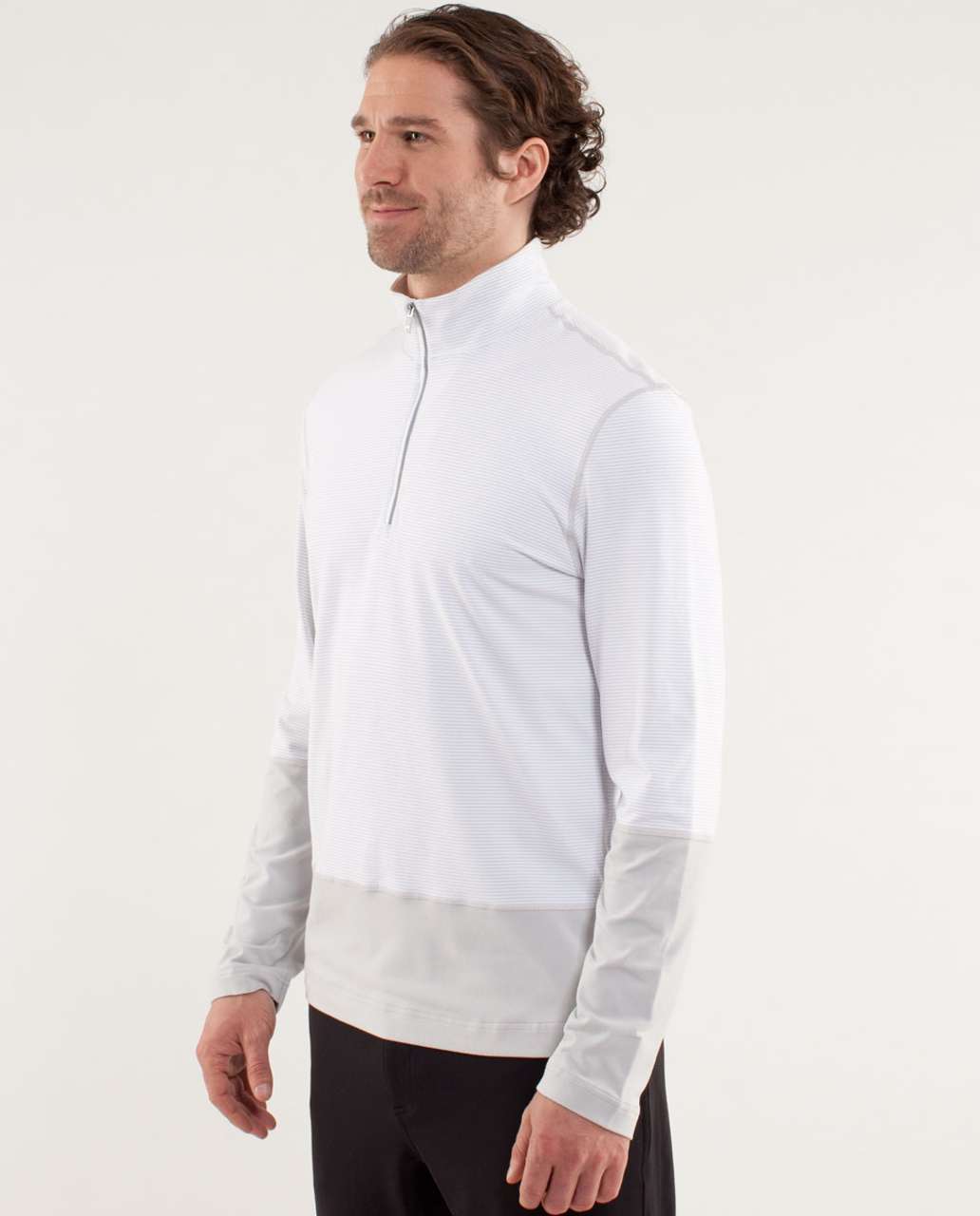 Lululemon Speed 1/2 Zip - Smallish Stripe White / Smooth Silver