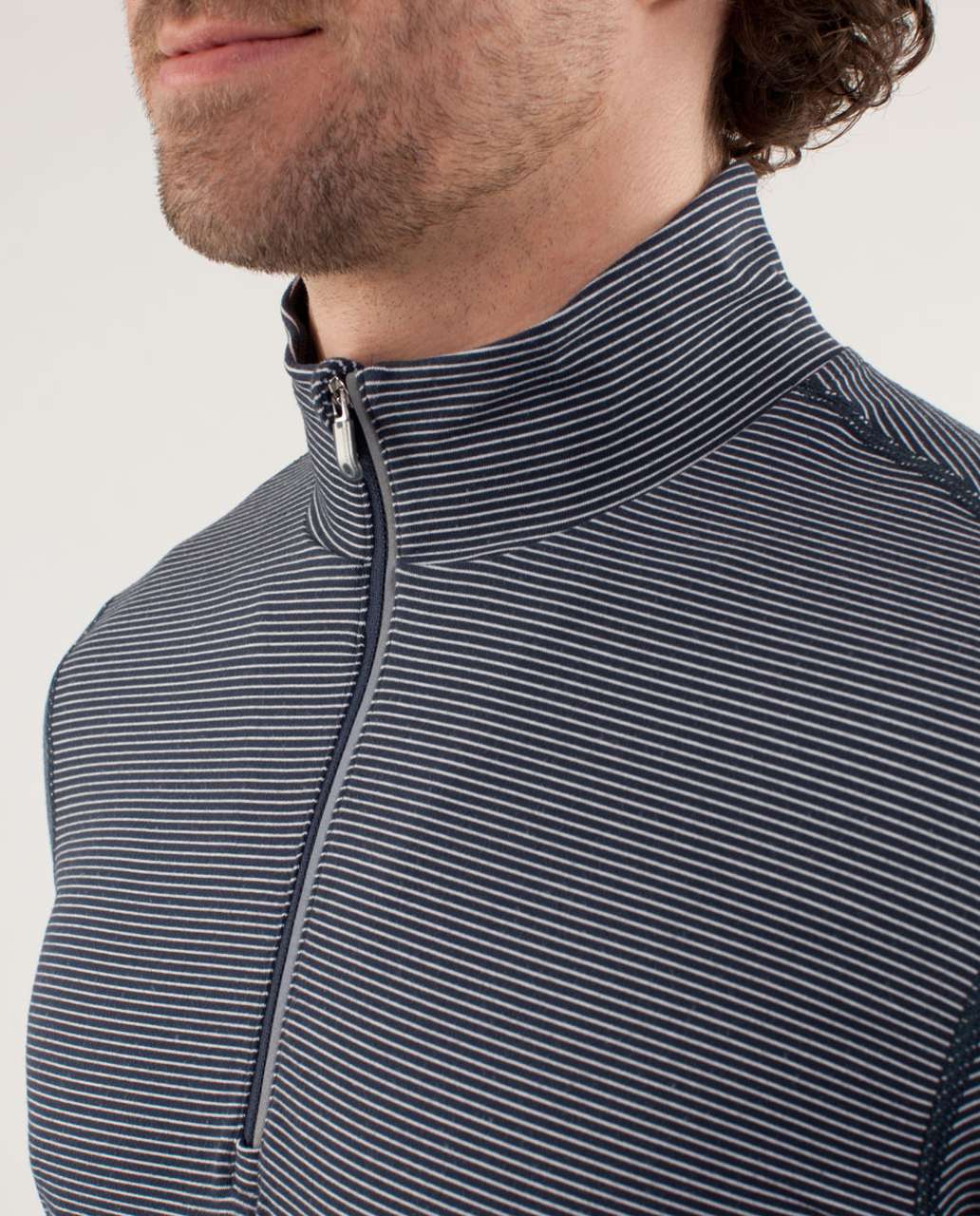 Lululemon Speed 1/2 Zip - Smallish Stripe Black Iris Blue / Smooth Silver