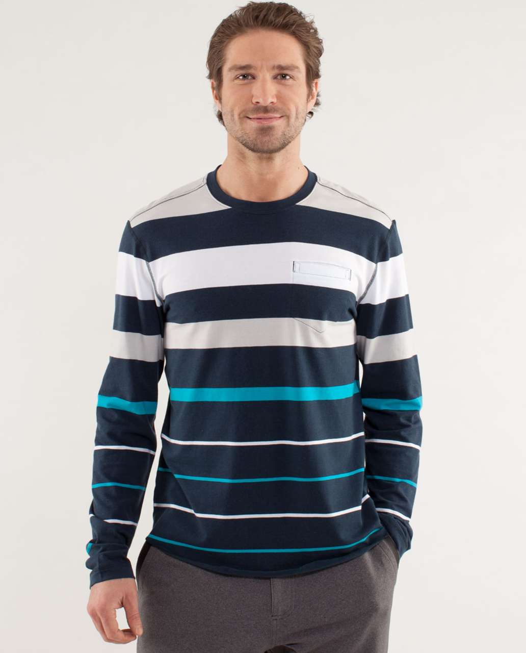 Lululemon 5 Year Basic Long Sleeve - Freshstripe Smooth Silver Surge