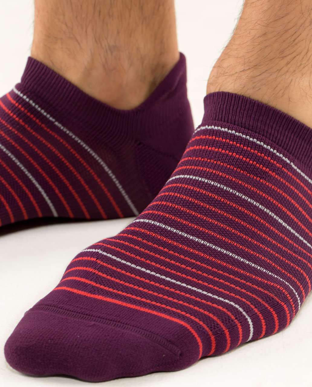 Lululemon No Show Ultimate Run Sock - Multi Stripe Plum Love Red